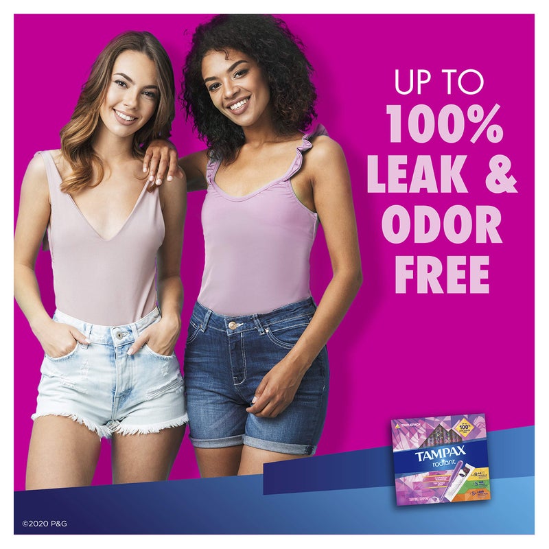 Tampax Radiant Tampons Trio Pack Regular/Super/Super Plus Absorbency, Unscented, 28 Count - Image 4